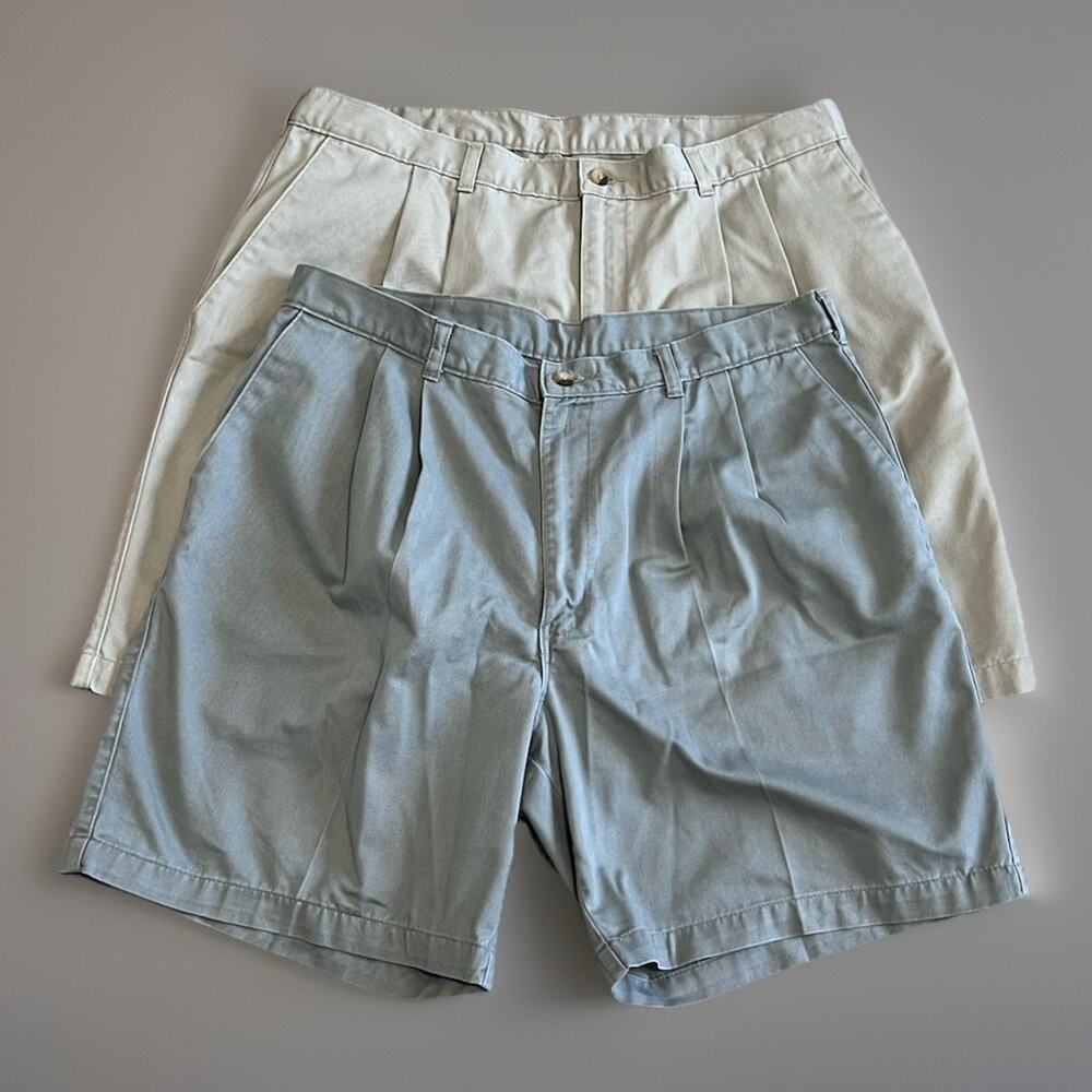 Timber Creek Mens 36 Classic Golf Casual Shorts Pleated Lot of 2 Gray/Tan